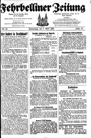 Fehrbelliner Zeitung vom 05.04.1934
