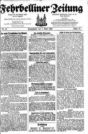 Fehrbelliner Zeitung vom 07.04.1934