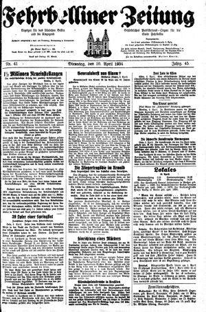 Fehrbelliner Zeitung vom 10.04.1934