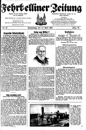 Fehrbelliner Zeitung on Apr 12, 1934