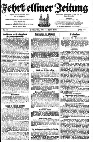 Fehrbelliner Zeitung vom 14.04.1934