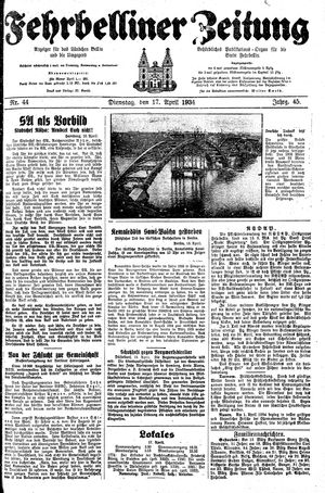 Fehrbelliner Zeitung vom 17.04.1934