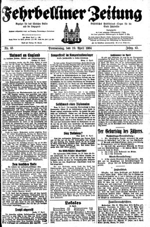 Fehrbelliner Zeitung vom 19.04.1934