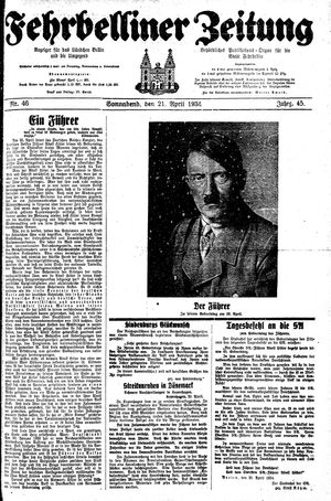 Fehrbelliner Zeitung vom 21.04.1934