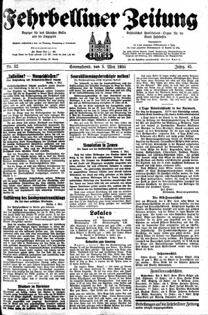 Fehrbelliner Zeitung vom 05.05.1934
