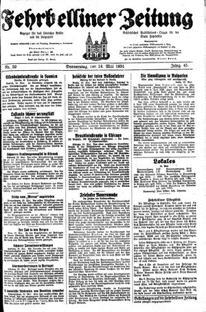 Fehrbelliner Zeitung vom 24.05.1934