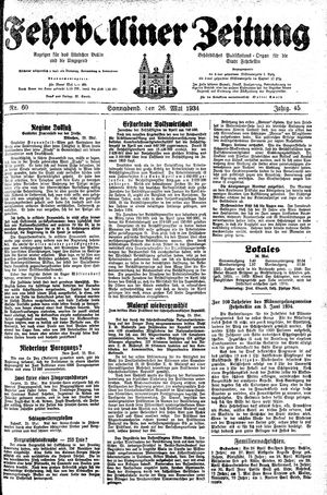 Fehrbelliner Zeitung vom 26.05.1934