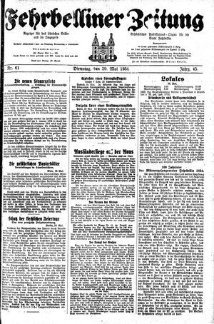 Fehrbelliner Zeitung vom 29.05.1934