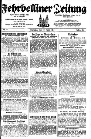 Fehrbelliner Zeitung vom 19.06.1934