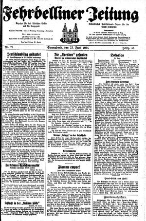 Fehrbelliner Zeitung vom 23.06.1934