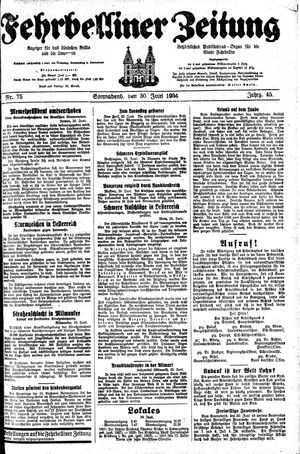 Fehrbelliner Zeitung vom 30.06.1934