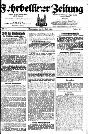 Fehrbelliner Zeitung vom 05.07.1934