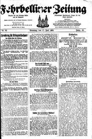 Fehrbelliner Zeitung vom 17.07.1934