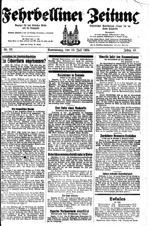 Fehrbelliner Zeitung vom 19.07.1934