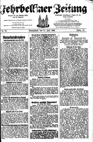 Fehrbelliner Zeitung vom 21.07.1934