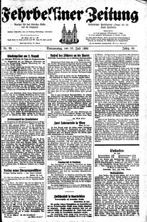 Fehrbelliner Zeitung on Jul 26, 1934