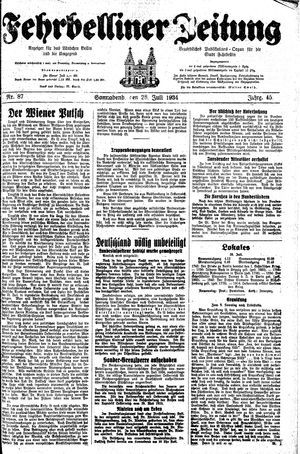 Fehrbelliner Zeitung vom 28.07.1934
