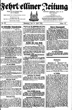 Fehrbelliner Zeitung vom 31.07.1934