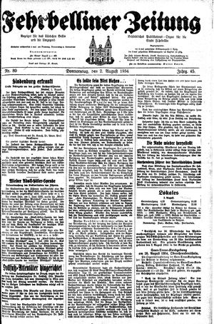 Fehrbelliner Zeitung vom 02.08.1934