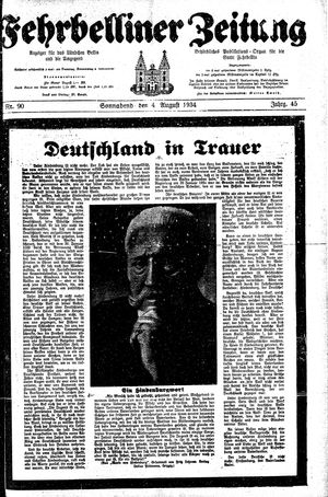 Fehrbelliner Zeitung vom 04.08.1934