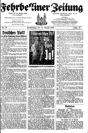 Fehrbelliner Zeitung vom 16.08.1934
