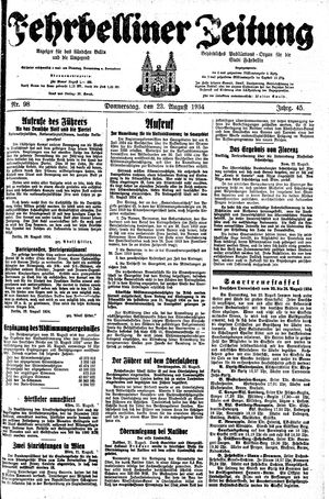 Fehrbelliner Zeitung vom 23.08.1934