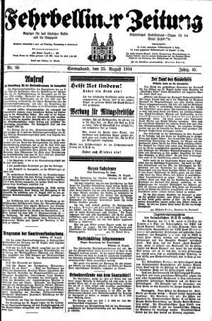 Fehrbelliner Zeitung vom 25.08.1934