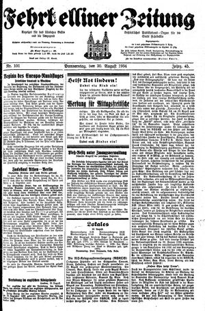 Fehrbelliner Zeitung vom 30.08.1934