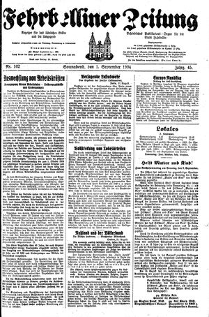 Fehrbelliner Zeitung vom 01.09.1934