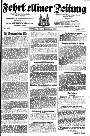Fehrbelliner Zeitung vom 04.09.1934