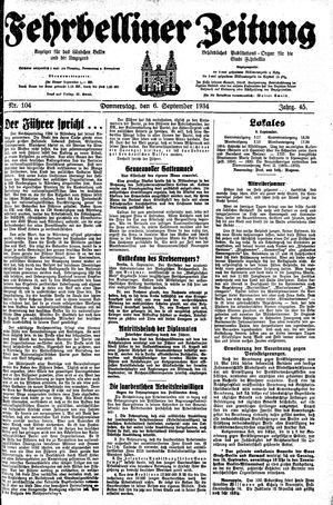 Fehrbelliner Zeitung vom 06.09.1934