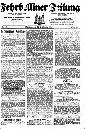 Fehrbelliner Zeitung vom 11.09.1934