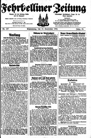 Fehrbelliner Zeitung vom 13.09.1934