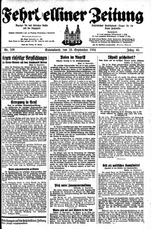 Fehrbelliner Zeitung vom 15.09.1934