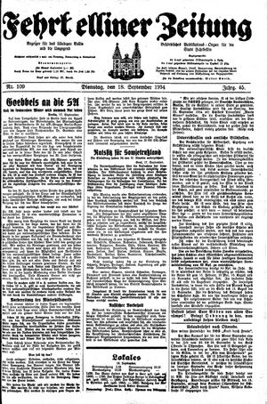 Fehrbelliner Zeitung vom 18.09.1934