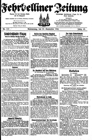 Fehrbelliner Zeitung vom 20.09.1934