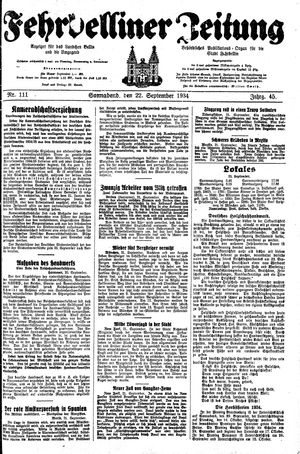 Fehrbelliner Zeitung vom 22.09.1934