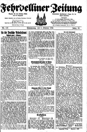 Fehrbelliner Zeitung vom 04.10.1934