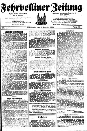 Fehrbelliner Zeitung vom 06.10.1934