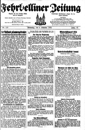 Fehrbelliner Zeitung vom 09.10.1934