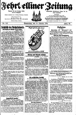 Fehrbelliner Zeitung vom 18.10.1934