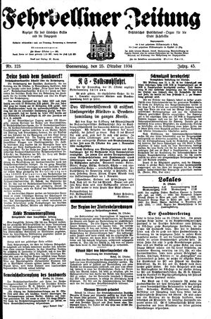 Fehrbelliner Zeitung vom 25.10.1934