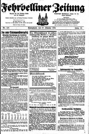 Fehrbelliner Zeitung vom 27.10.1934
