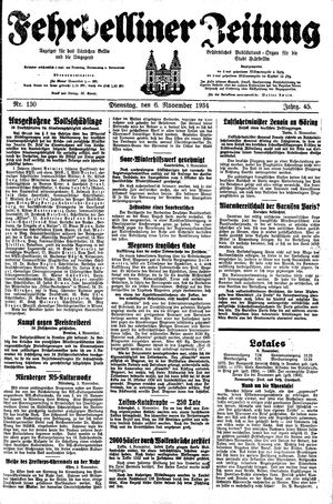 Fehrbelliner Zeitung vom 06.11.1934
