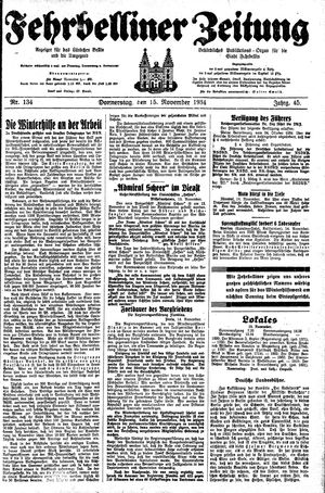 Fehrbelliner Zeitung vom 15.11.1934