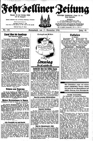 Fehrbelliner Zeitung vom 17.11.1934