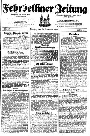 Fehrbelliner Zeitung vom 20.11.1934
