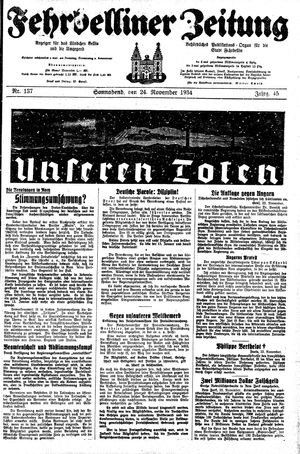 Fehrbelliner Zeitung on Nov 24, 1934