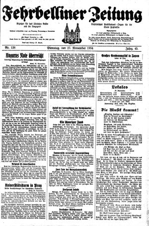 Fehrbelliner Zeitung vom 27.11.1934