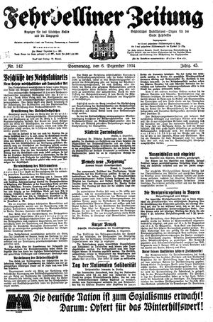 Fehrbelliner Zeitung vom 06.12.1934